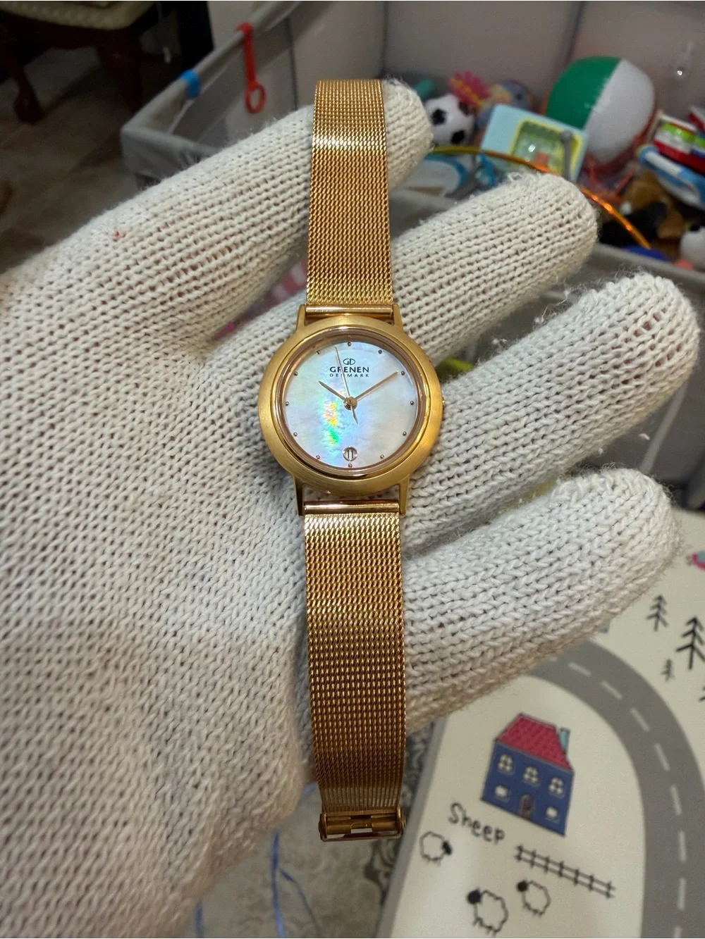 Grenen Denmark by Skagen Women’s Watch M-23SRRW Rose Gold Mesh Pearl NWOB